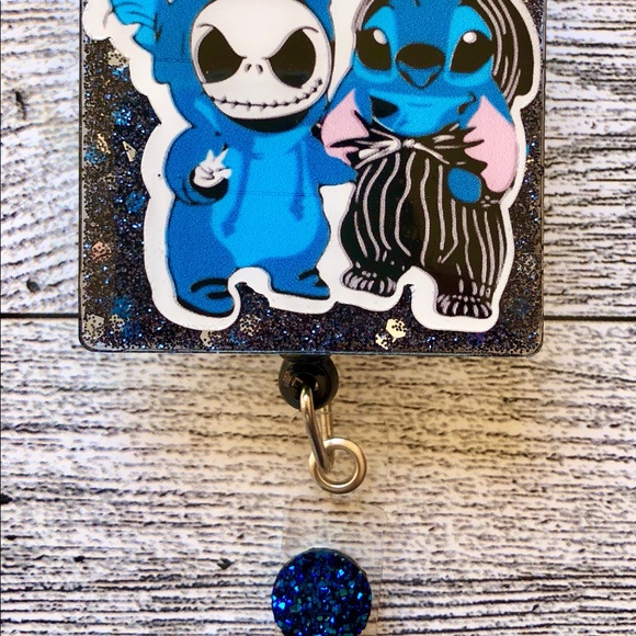 Stitch and Jack Skellington Halloween Badge Reel - Picture 2 of 4